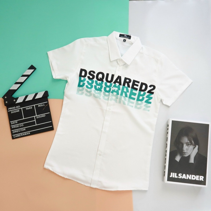 Áo sơ mi nam TAY NGẮN IN CHỮ CÁ TÍNH  SMTN