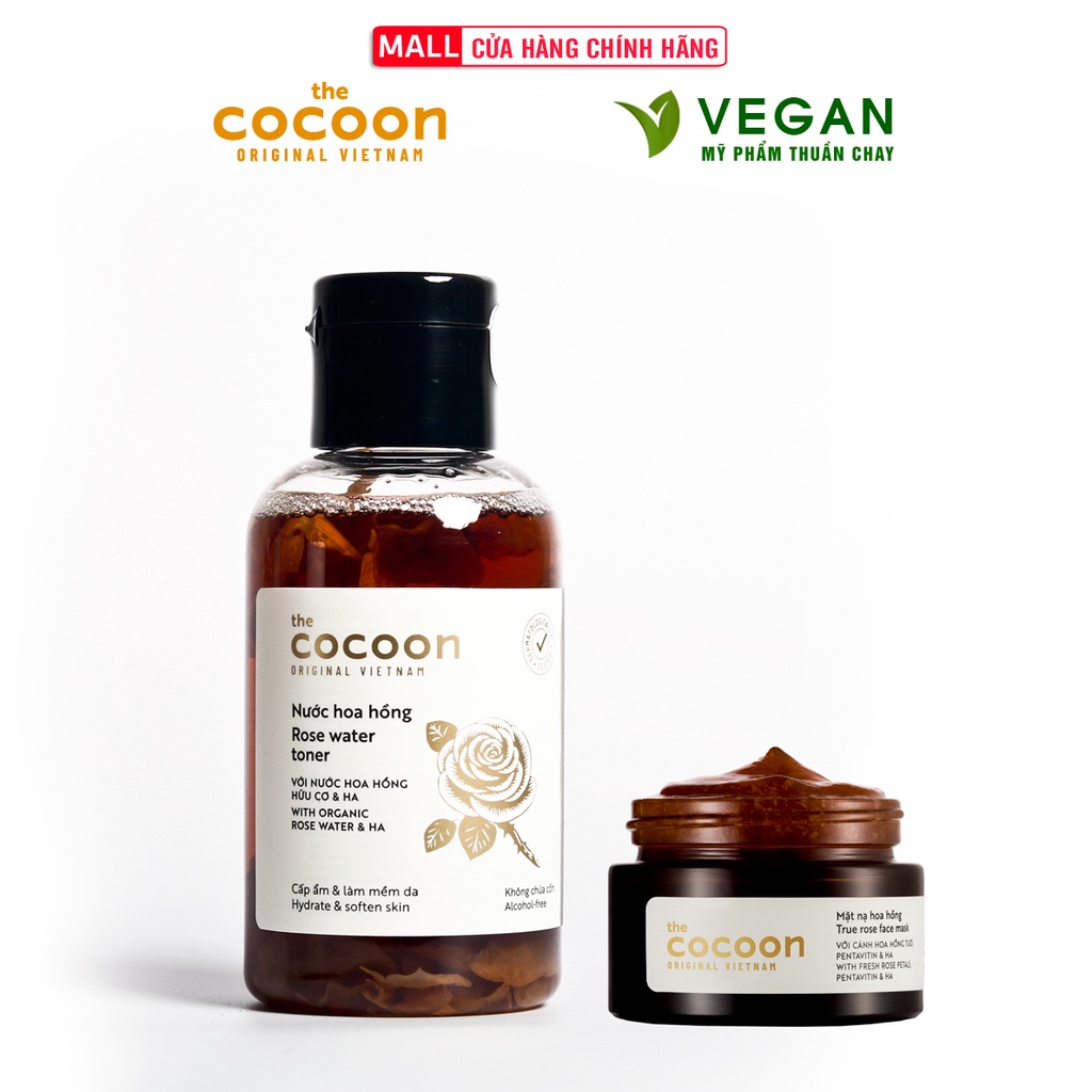 Combo Toner hoa hồng cocoon 140ml + mặt nạ hoa hồng cocoon 30ml