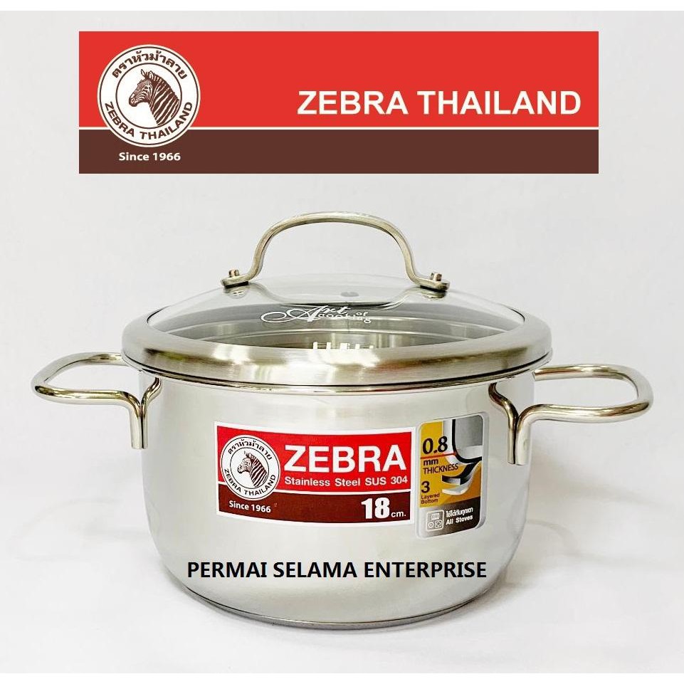 Nồi ZEBRA 3 Đáy Extreme Infinity 20cm 3.5L nắp kính (Inox 304) - 162296. Nhập Khẩu Thái Lan