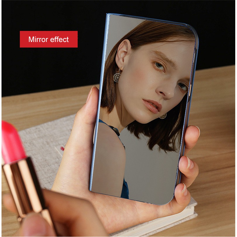 OPPO A52 A92 A31 A91 A5 A9 2020 Mirror Surface Phone Case Clear View Smart Auto Sleep Leather Hard Flip Cover Fashion Casing Stand Holder