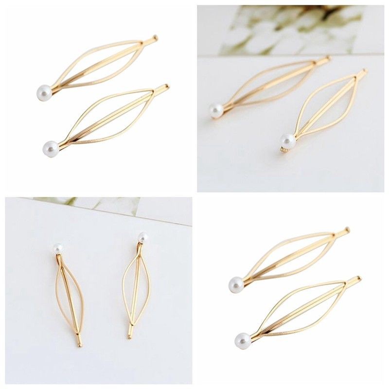 Kẹp Tóc Kim Loại Màu Vàng Đồng Đính Đá
