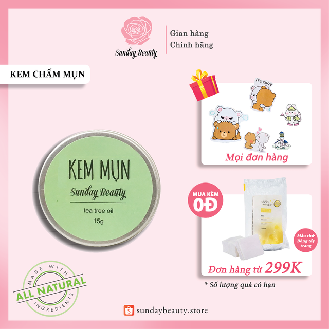 Kem chấm mụn tràm trà giảm viêm se nhân mụn thiên nhiên Sunday Beauty handmade | BigBuy360 - bigbuy360.vn