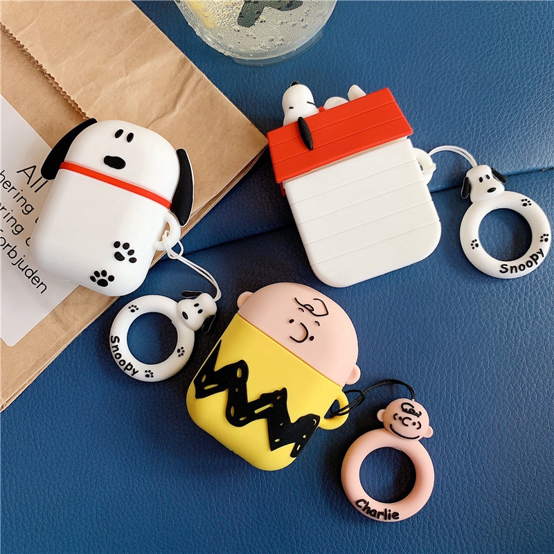 Vỏ silicon bọc hộp đựng tai nghe Airpod hình chú chó Snoopy/cậu bé Martin trong hoạt hình Peanut