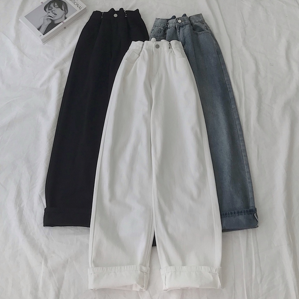 Quần Jean Nữ Lưng Cao JEMCLOSET  Ống Rộng XRP Thiết Kế Eo Cài Điều Chỉnh Phối Đồ Lên Form Siêu Tôn Dáng 2911