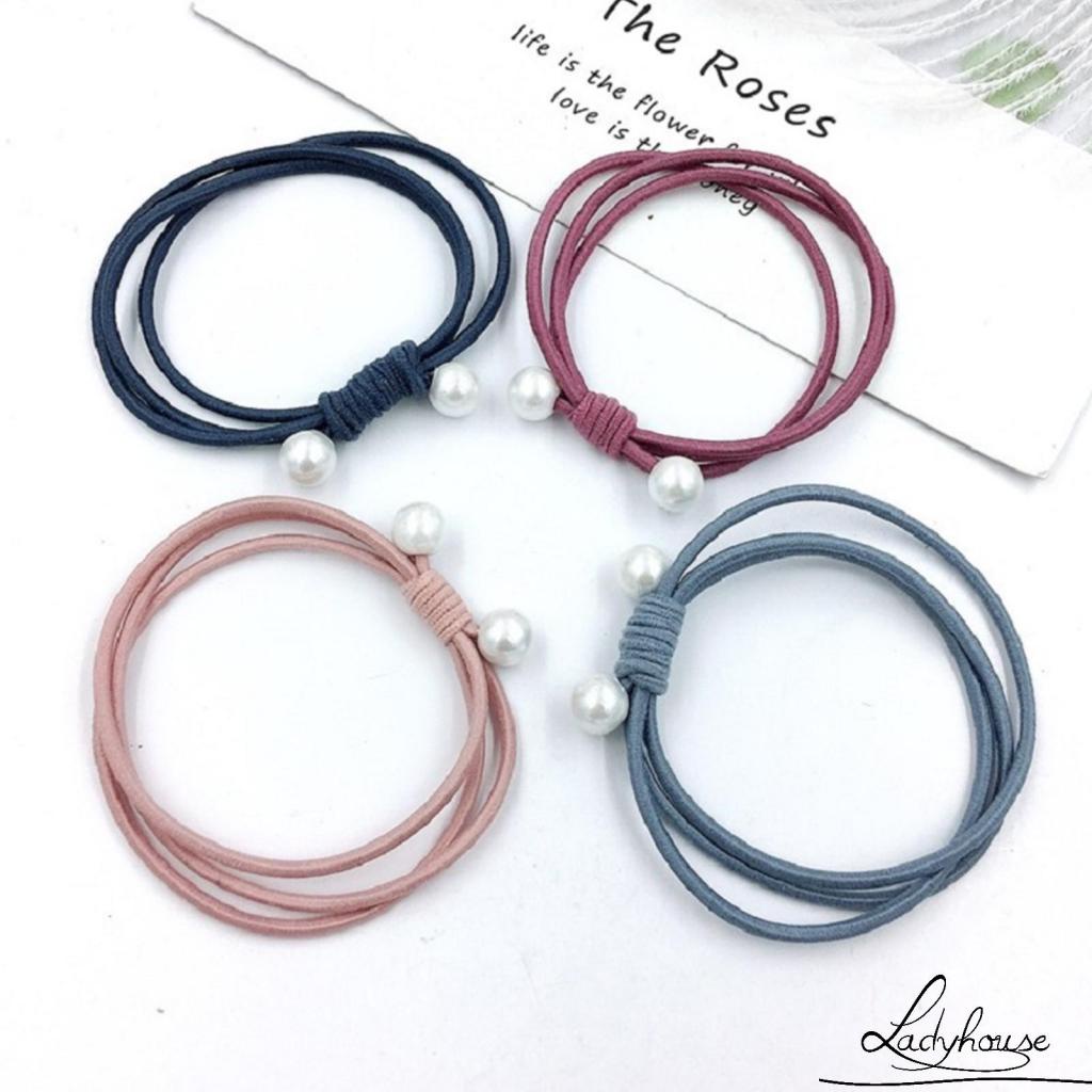 Dây buộc tóc đuôi ngựa bằng nylon siêu mềm co giãn màu trơn cho nữ