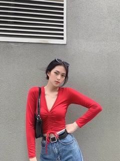 Áo thun croptop tay dài ( kèm video )