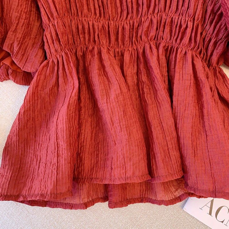 Áo Kiểu Tay Ngắn Cổ Vuông Thiết Kế Mỏng Xinh Xắn Thời Trang Dành Cho Mùa Hè