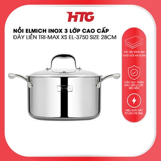 Nồi elmich inox 3 lớp cao cấp đáy liền tri-max xs el-3749 size 26cm