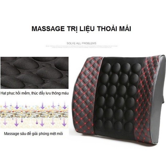 Gối tựa lưng ô tô massage - Đệm Tựa Lưng Mát xa rung thư giãn Trên Ô TÔ- Bảo hành 3 tháng