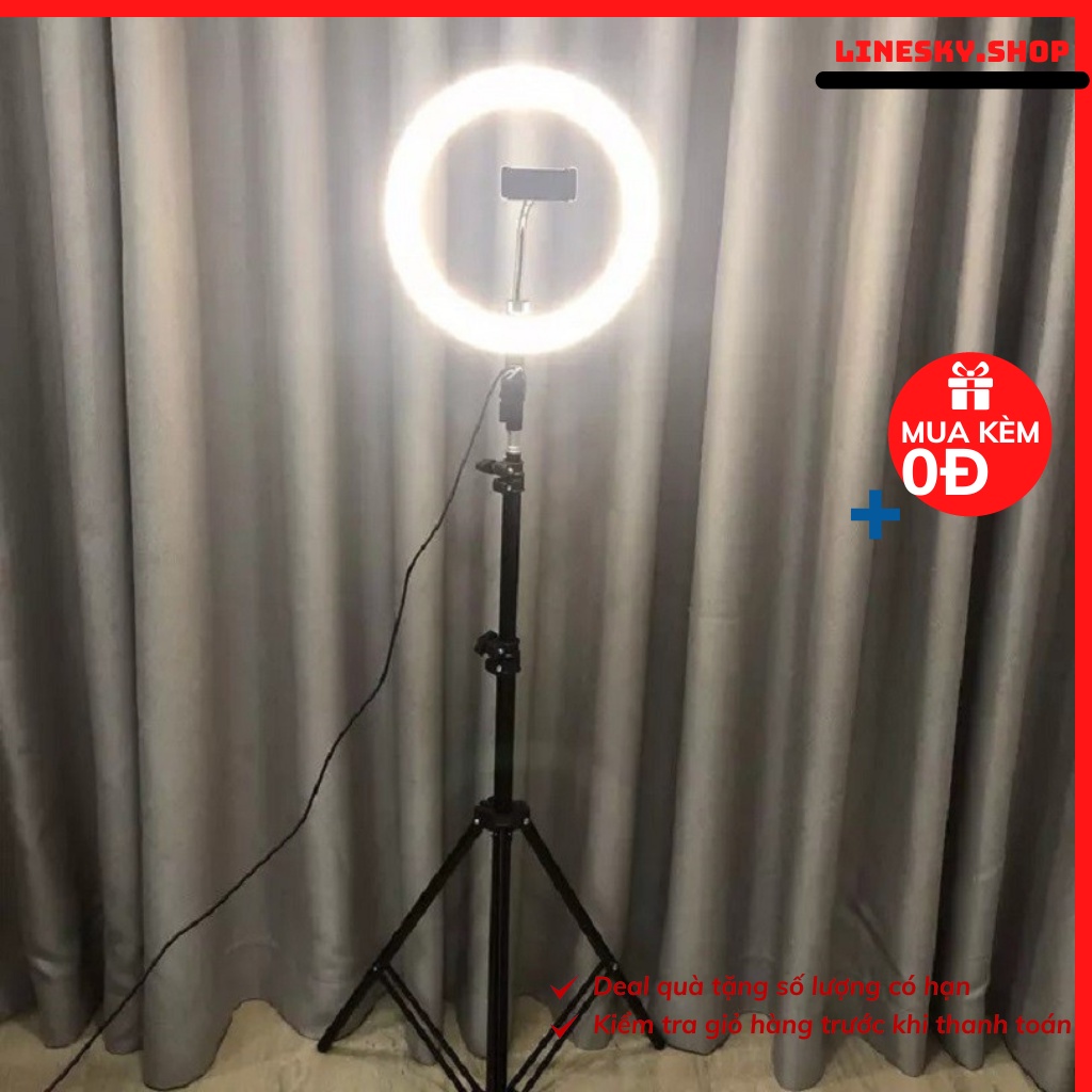 ĐènLed Livestream size 26 30 36 45 cm và chân 2m1 Hỗ Trợ Chụp Ảnh Make up Trang Điểm nhiều Chế Độ Sáng