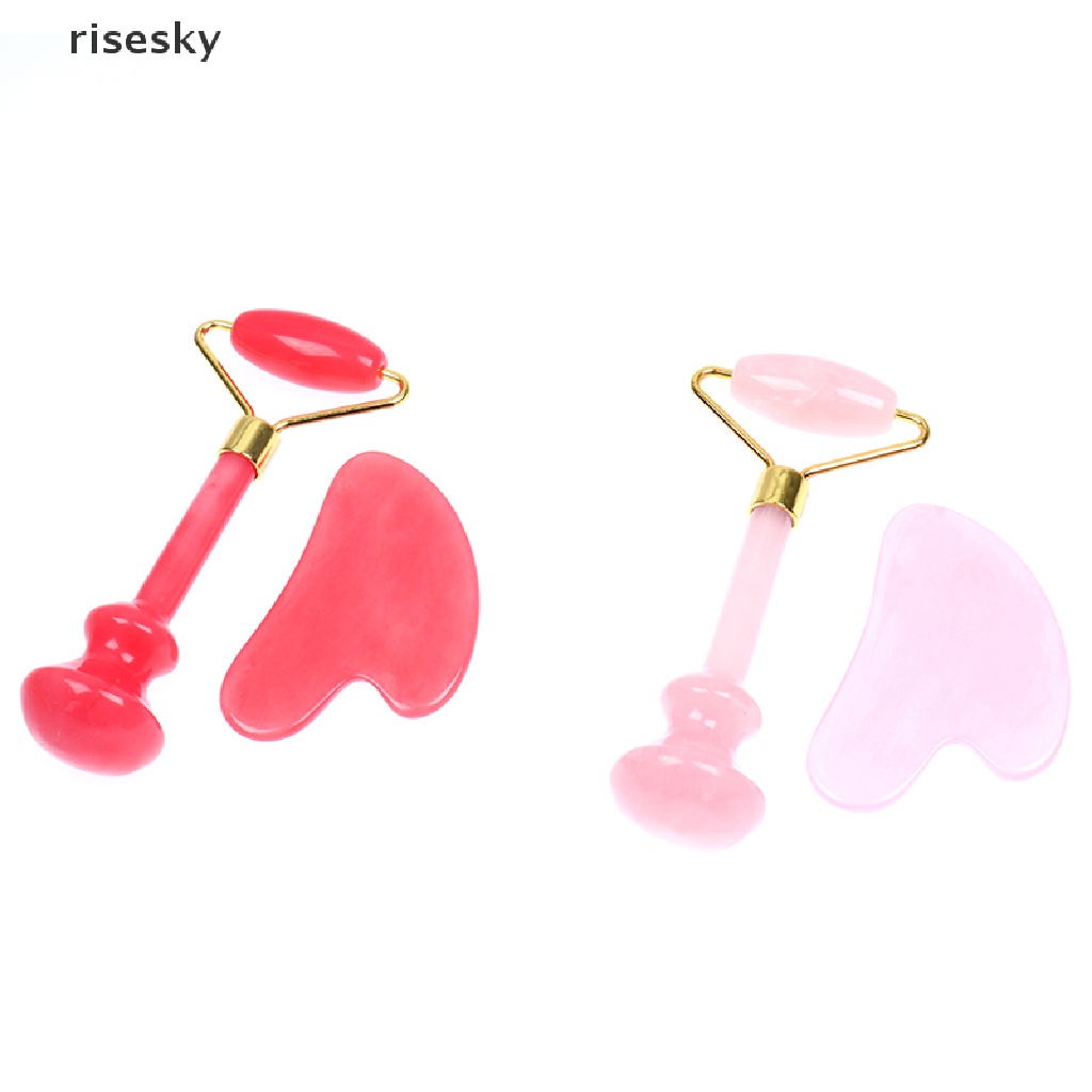 Bộ Dụng Cụ Lăn Massage Bằng Ngọc Bích Tự Nhiên + Bảng Guasha Board Cạo Bằng Đá SPA ♨Trên đó