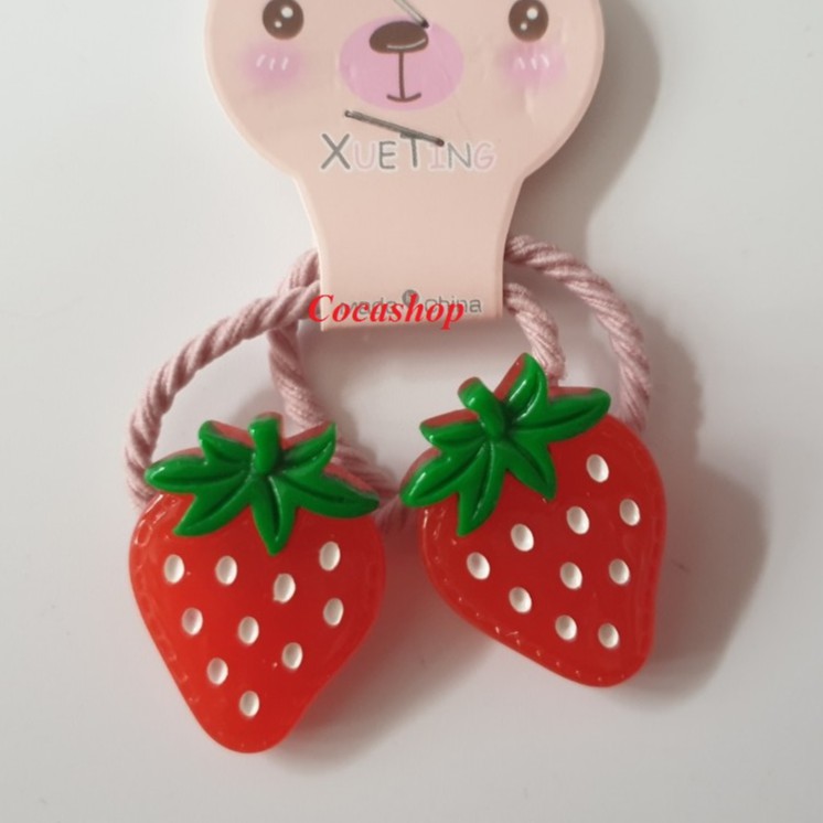 Set 2 dây buộc tóc cột tóc trái cây 3D loại to bóng cho bé gái