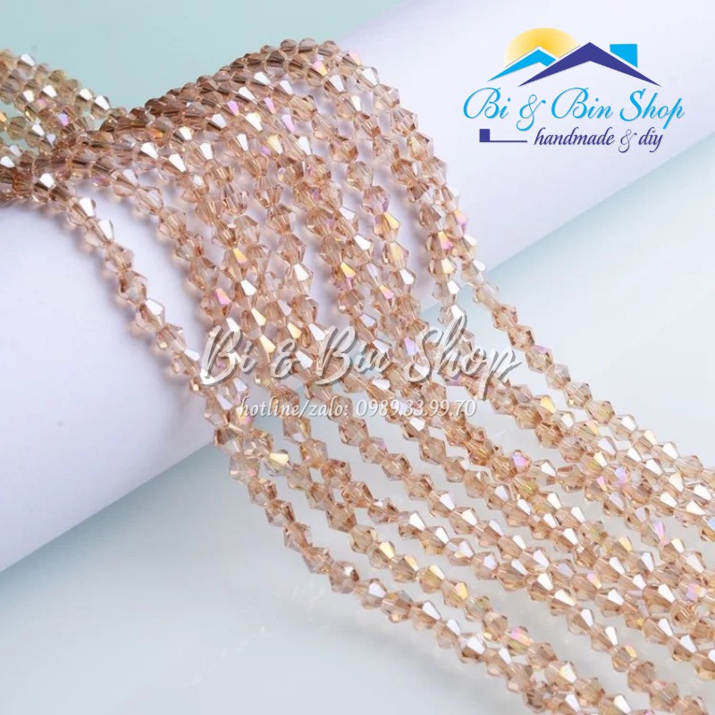[2] Chục 10 Dây Pha Lê Nón 3mm Màu Ánh Cừ  Đính Kết Trang Phục Thời Trang, Làm Phụ Kiện Handmade