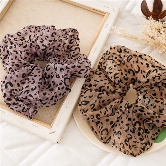 🥨Chun cột tóc scrunchie voan da báo