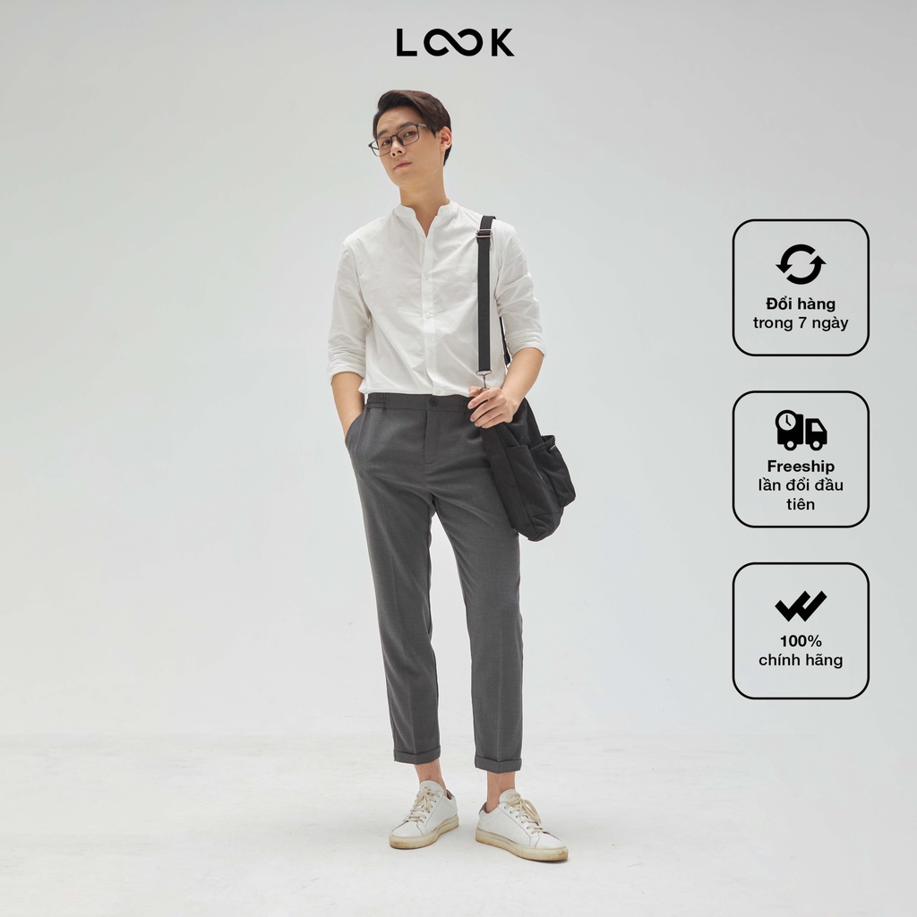 Áo sơ mi nam cổ tàu trơn LOOK LUIS SHIRT | BigBuy360 - bigbuy360.vn