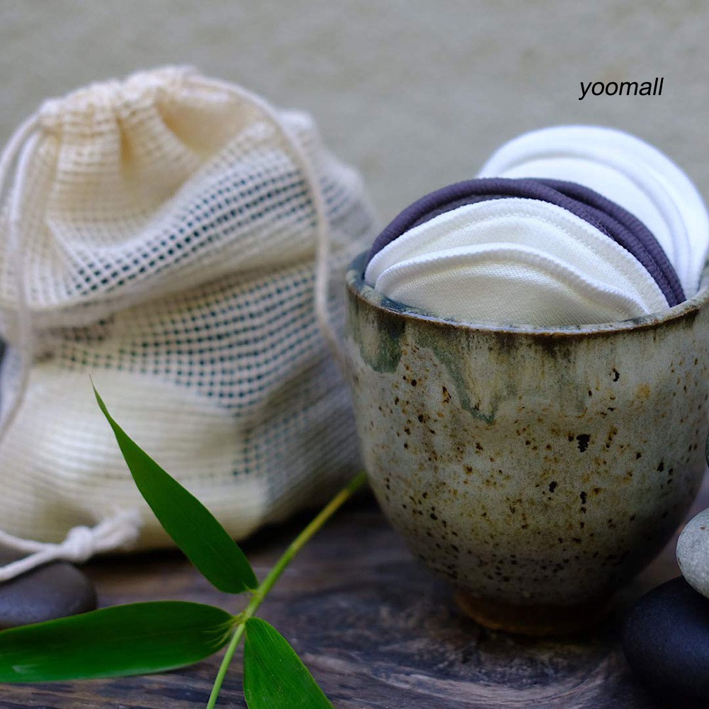 Set 16 Miếng Bông Tẩy Trang Sợi Tre Và Cotton Có Thể Tái Sử Dụng