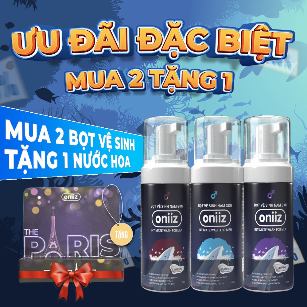 Combo ưu đãi Bọt vệ sinh nam giới Oniiz, Dung dịch vệ sinh nam tạo bọt 100ml - Tặng nước hoa cao cấp 