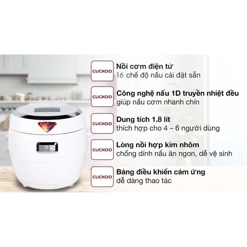 [Mẫu Mới] Nồi Cơm Điện Tử Cuckoo CR-1020F 1.8 Lít 1.8L - Cảm Ứng - Hàng Chính Hãng (Bảo Hành Toàn Quốc 2 Năm)