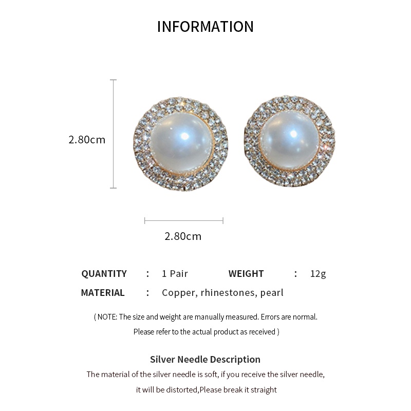 DREJEW Khuyên tai đính đá zircon kim cương dạng tròn kiểu ngôi sao ngọc trai thời trang cao cấp dành cho nữ