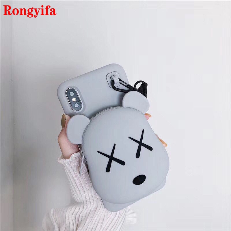 Ốp điện thoại dẻo dạng ví Pikachu Snoopy Kaws 3D có dây đeo cho Samsung Galaxy S7 S6 Edge S8 S9 S10 Plus S10e A5 2016