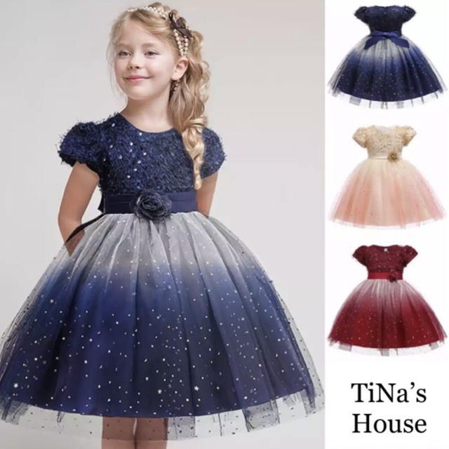 Đầm Công Chúa Cao Cấp TiNa’s House: Đính Sepuins vs Chân Váy Xoè Chuyển Màu... Cho Bé Từ 03-10 Tuổi (Hàng 05,06 Lớp).