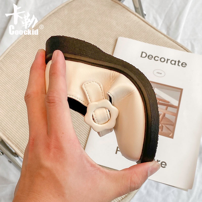 Giày búp bê bằng da bé gái, giày công chúa đế bằng quai dán phong cách Vintage