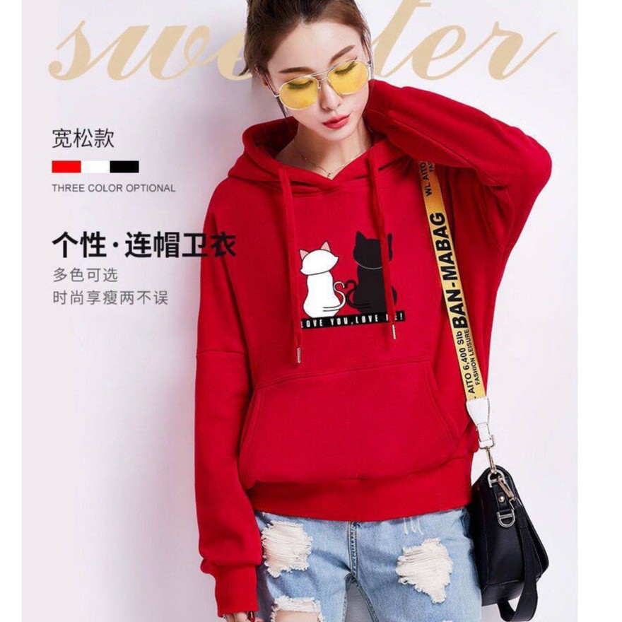 WANG JIAO ZHAN Áo hoodie Tay Dài Cổ Tròn Dáng Rộng Thời Trang Cho Nữ