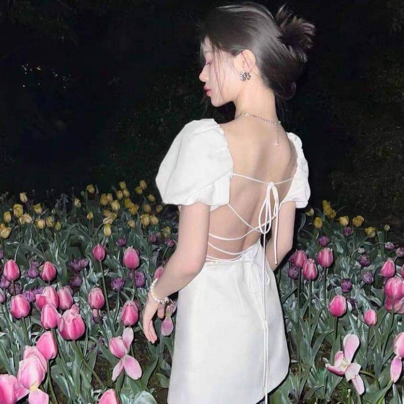 ☘️Đầm trắng dây đan lưng Zara( hàng Auth chuẩn oder)
