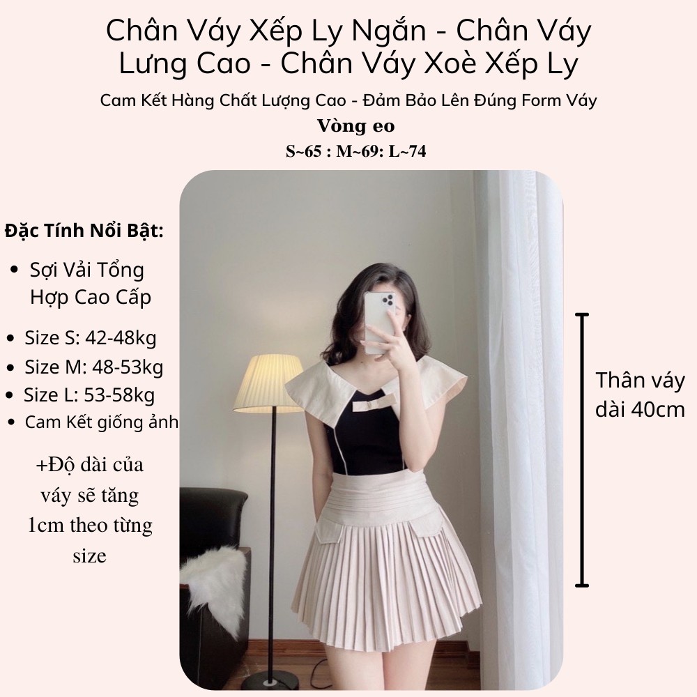 Chân Váy Lưng Cao Xếp Ly Nhỏ Màu Be Hàng Loại 2 Freeship,Chân Váy Ngắn Xếp Ly Cao Cấp Có Quần Trong Dày Dặn Siêu Xinh | BigBuy360 - bigbuy360.vn