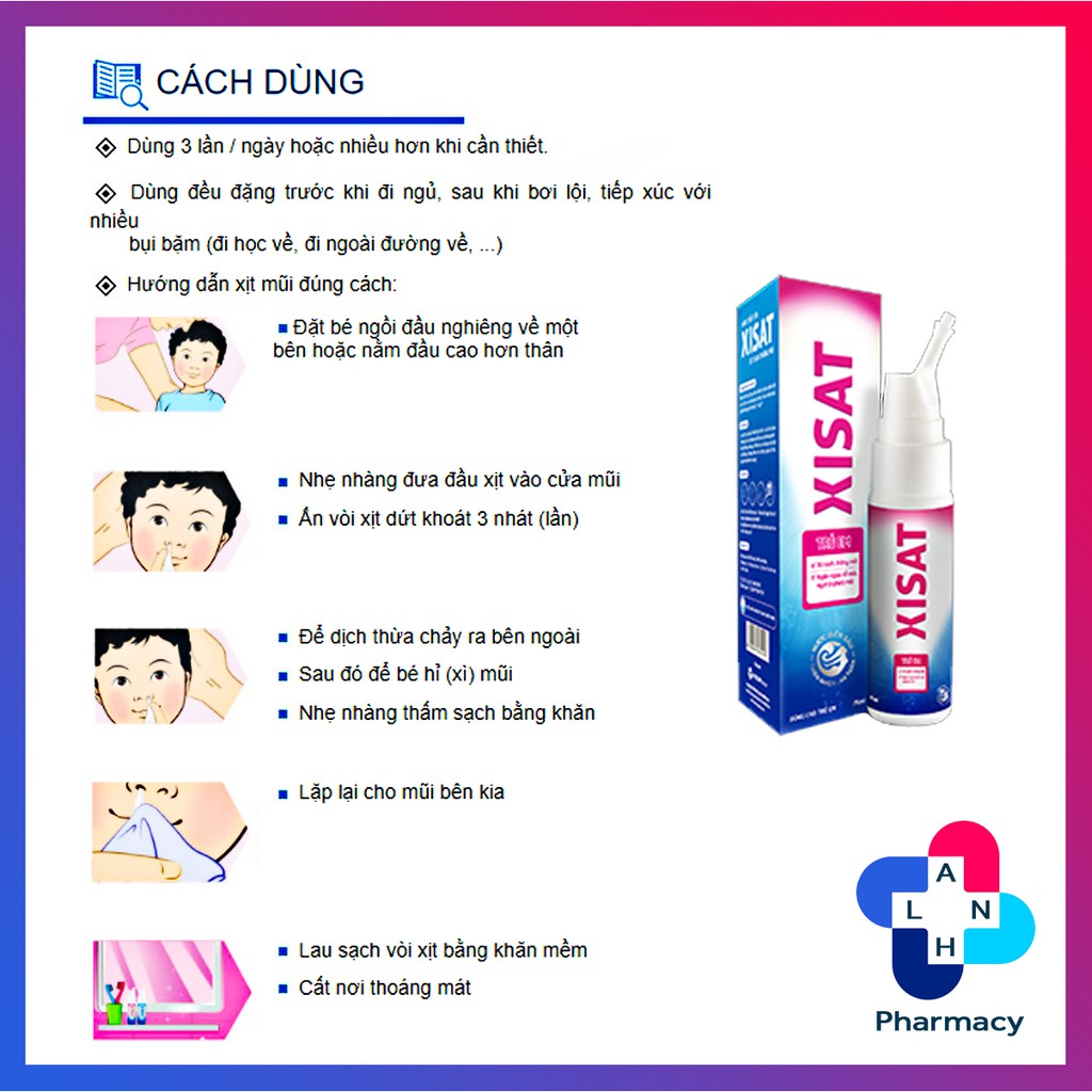 Xịt mũi XISAT  - Dung dịch nước muối biển vệ sinh mũi.