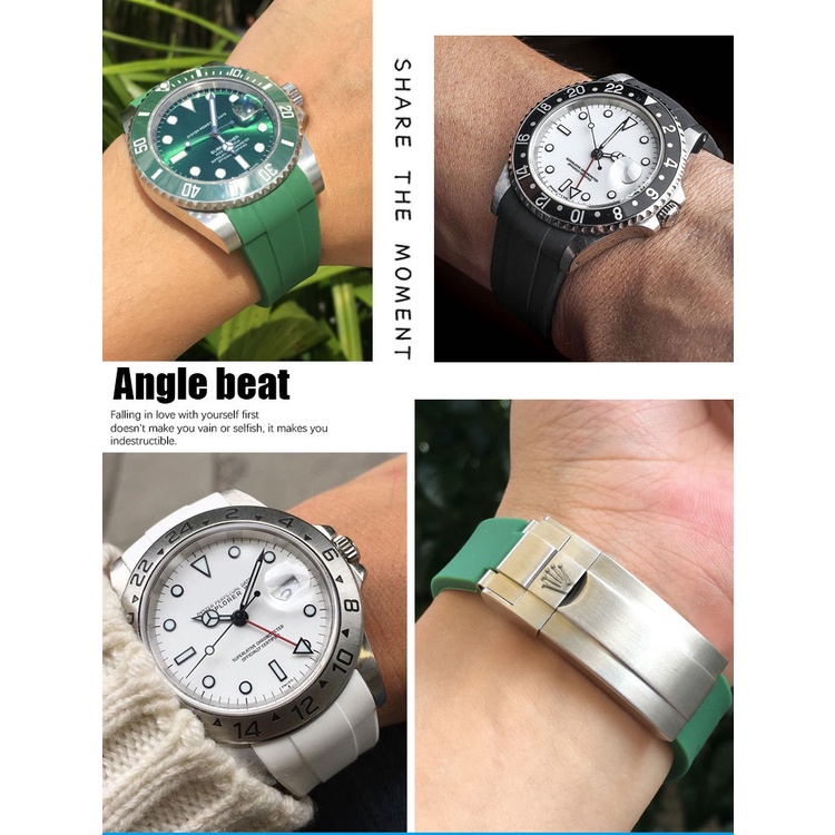 Dây Đeo Đồng Hồ Bằng Cao Su Silicone Tự Nhiên 20mm 21mm Cho Rolex Daytona Submariner GMT OYSTERFLEX