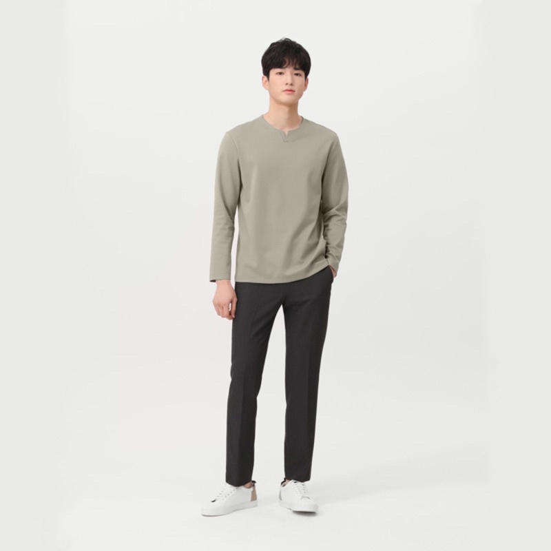 Áo thun cotton supima dài tay cổ V | BigBuy360 - bigbuy360.vn