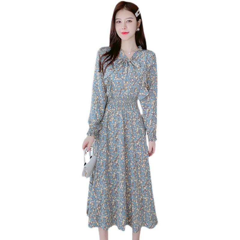 Đầm Dài Họa Tiết Hoa Phối Bèo Thiết Kế Cột Dây Thời Trang Xinh Xắn Cho Nữ