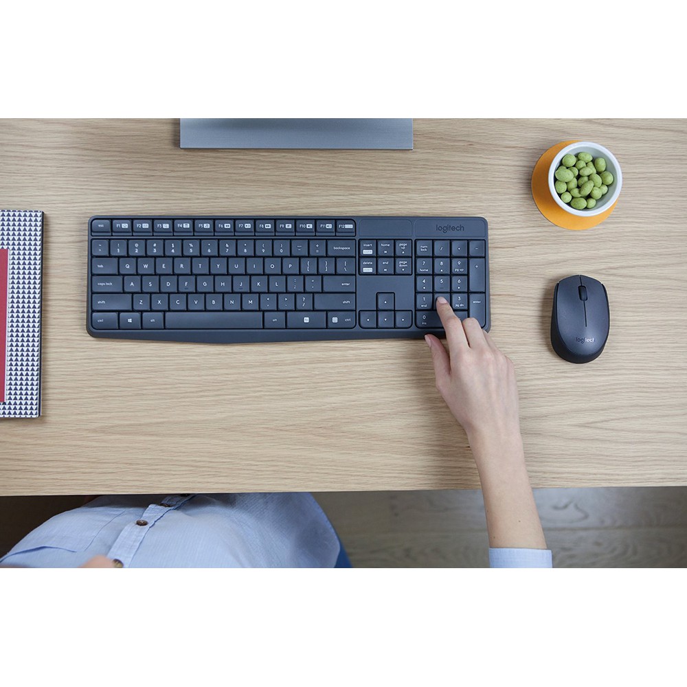 Bộ bàn phím - Chuột Logitech MK235 - Màu xám + đen