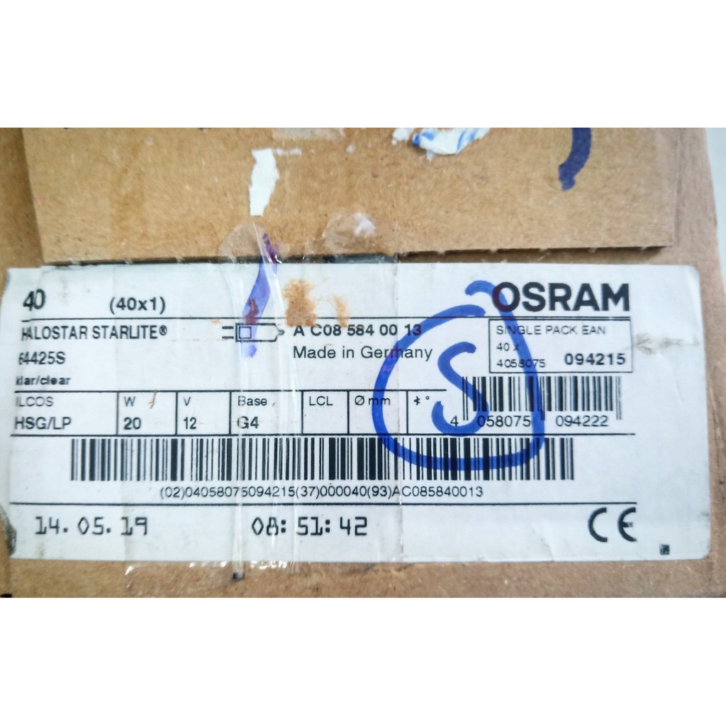 Bóng halogen 12V 20W Osram 64425S