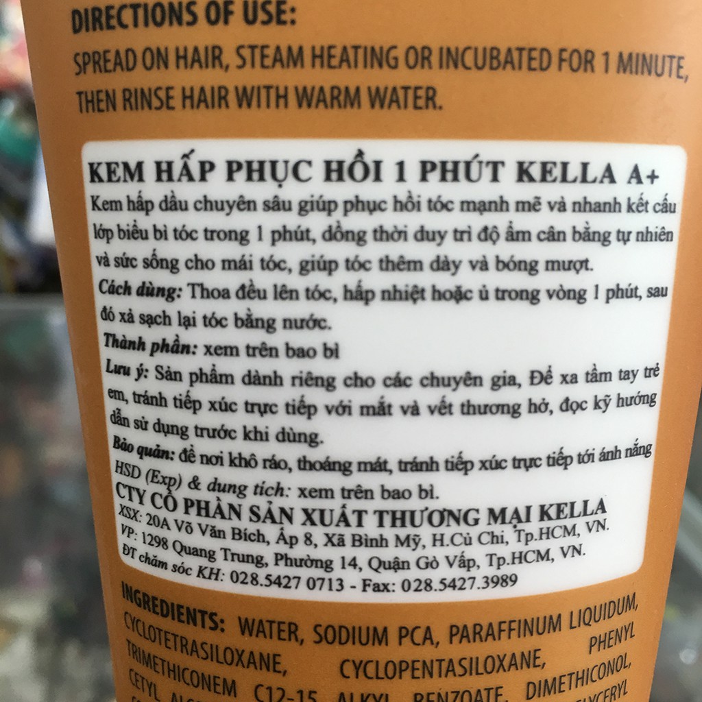 Kem Hấp Phục Hồi 1 Phút Kella A+ Premium 200ml