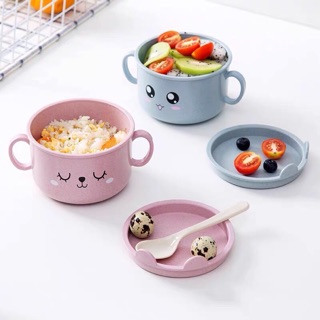 Bát ăn dặm, bát canh, súp lúa mạch có nắp cho bé