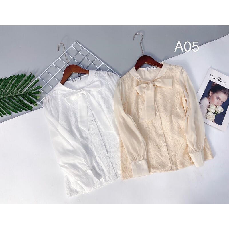 Áo Sơ Mi Nữ Cao Cấp Công Sở Đẹp - LELY - A05-  Áo Sơ Mi Phối Thân Ren