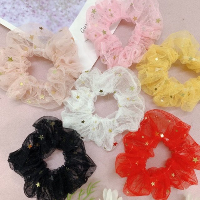 [Mã FAGOGO giảm 12% đơn 99K] Scrunchies chun cột tóc lưới sao kim sa