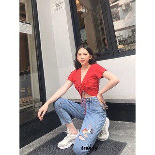 Áo croptop ôm nhún eo