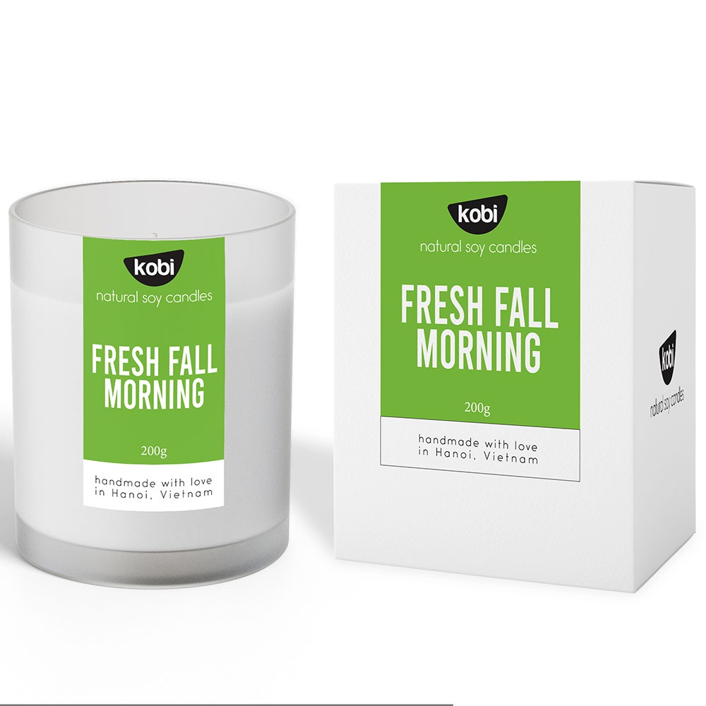 Nến thơm Kobi Fresh Fall Morning cao cấp làm từ 100% sáp đậu nành, giúp giảm stress, sang trọng, tinh tế -200g