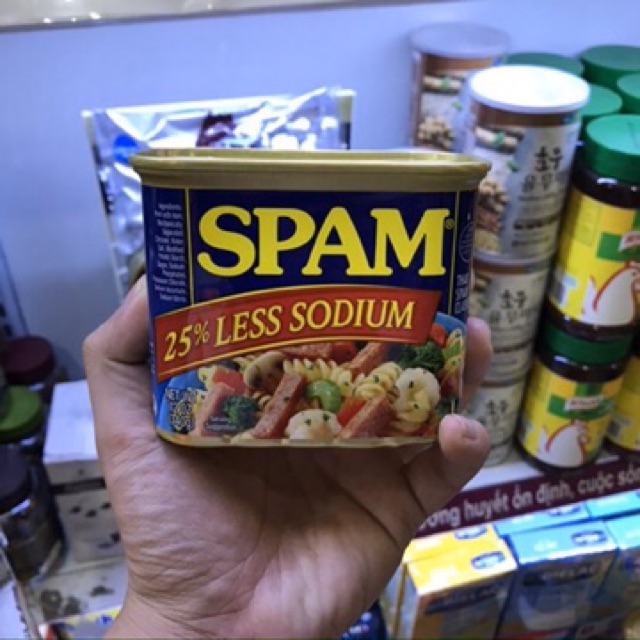Thịt Hộp SPAM Mỹ Ít Mặn 25% Less Sodium Nhập Khẩu Mỹ 340g
