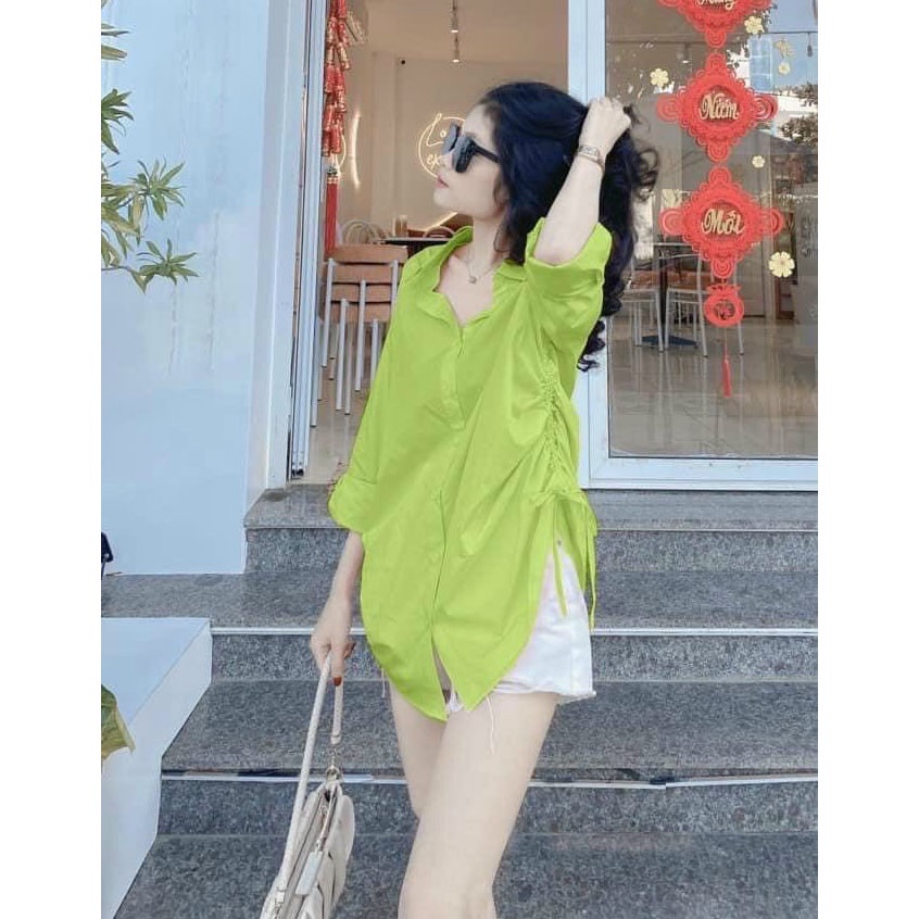 [HCM] Sét Bộ Đùi Áo Sơ Mi Cài Nút Dây Rút Thời Trang Nữ Sam Closet Free Size 40-55kg