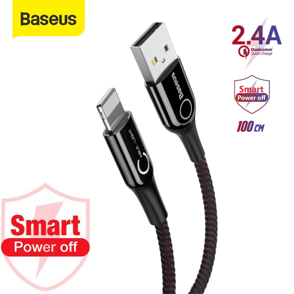 [ 1m &amp; 2m ] Cáp sạc nhanh USB Type C 3A Baseus có đèn led báo sạc / Cáp sạc tự ngắt Baseus lightning USB 2.4A