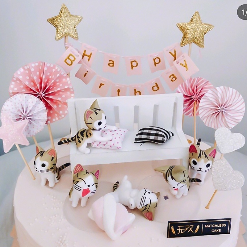 Bộ Phụ Kiện Trang Trí Bánh Kem Sinh Nhật Chữ Happy Birthday