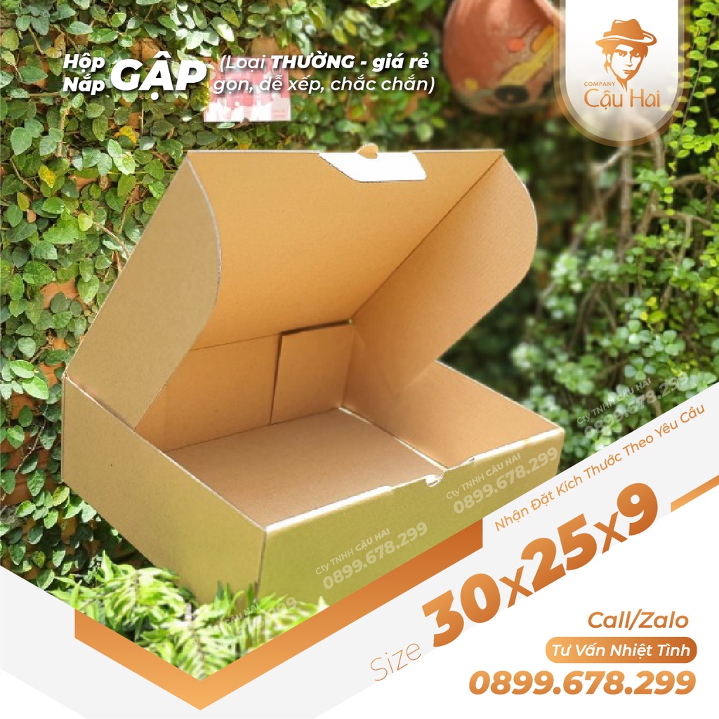 Set 50 Hộp carton nắp GẬP 30x25x10