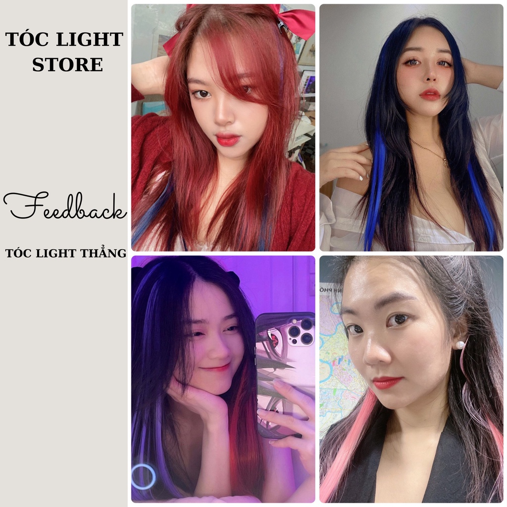 Tóc giả kẹp highlight Thẳng ⚡[ 𝐒𝐈𝐄̂𝐔 𝐒𝐄𝐀𝐋 ]⚡ - Tóc giả nhiều màu khói Xám, xanh đỏ,XÁM KHÓI - Chụp ảnh Tiktok - Sống ảo