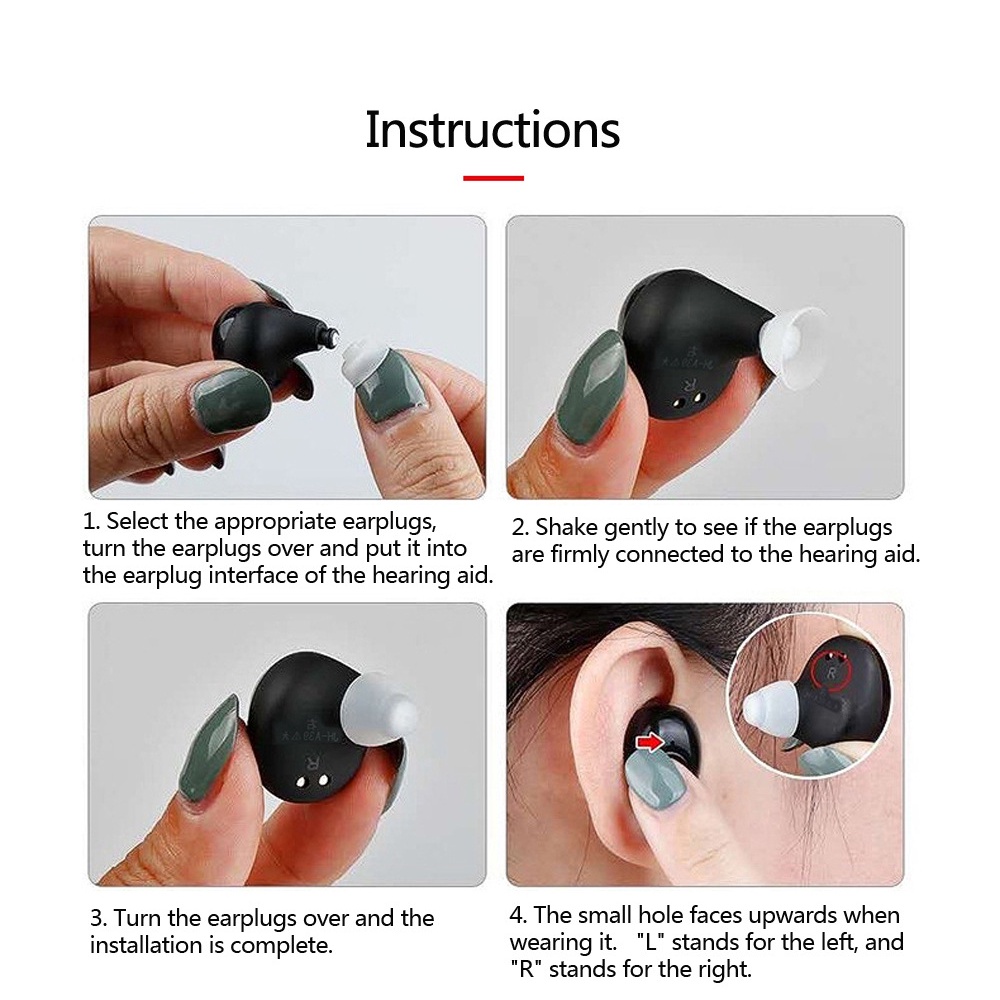 1 cặp máy trợ thính có thể sạc lại mini tai nghe kỹ thuật số vô hình cic bộ tăng cường âm thanh 16 kênh giảm tiếng ồn