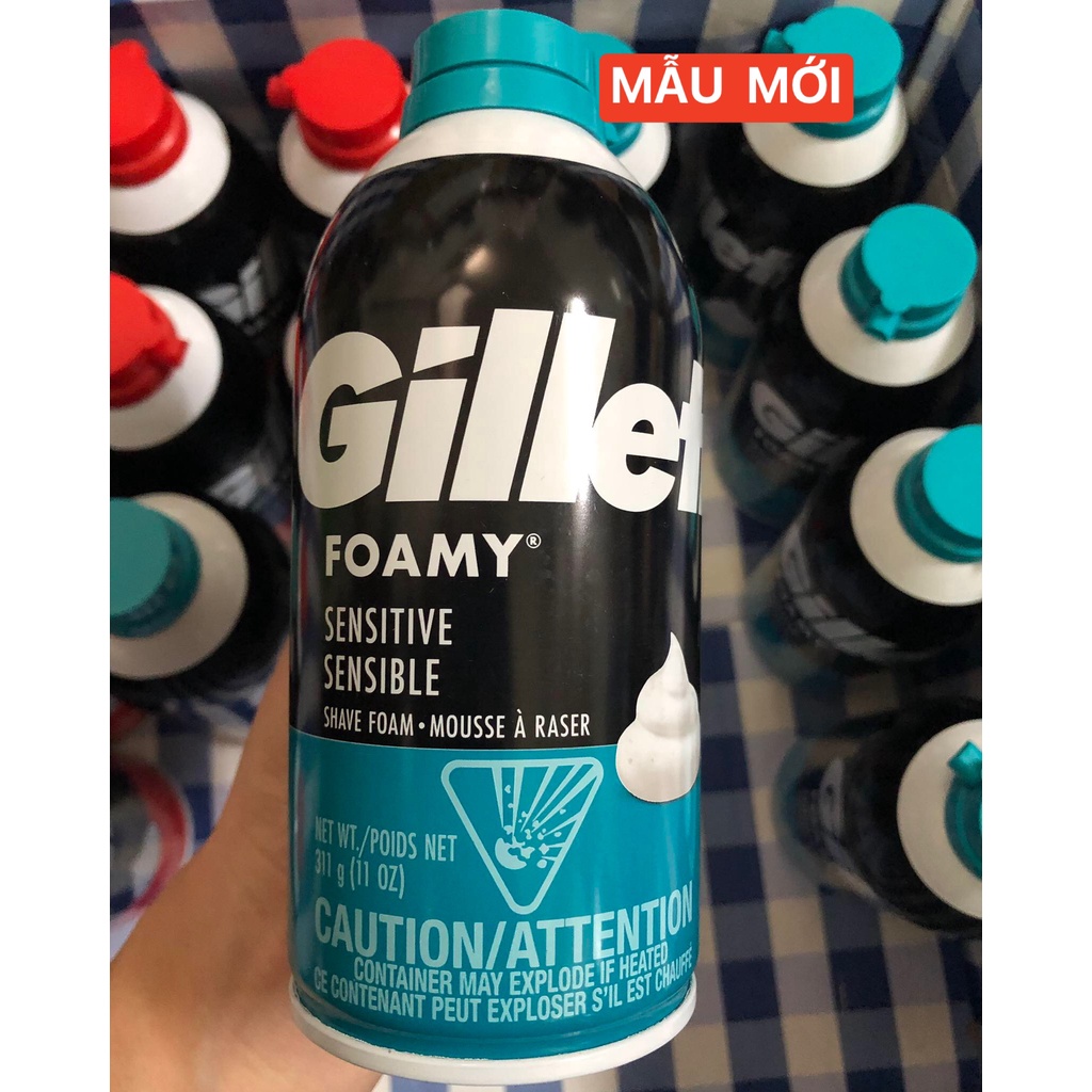 Bọt cạo râu Gillette Foamy Sensitive Skin Peau Sensible 311g - USA