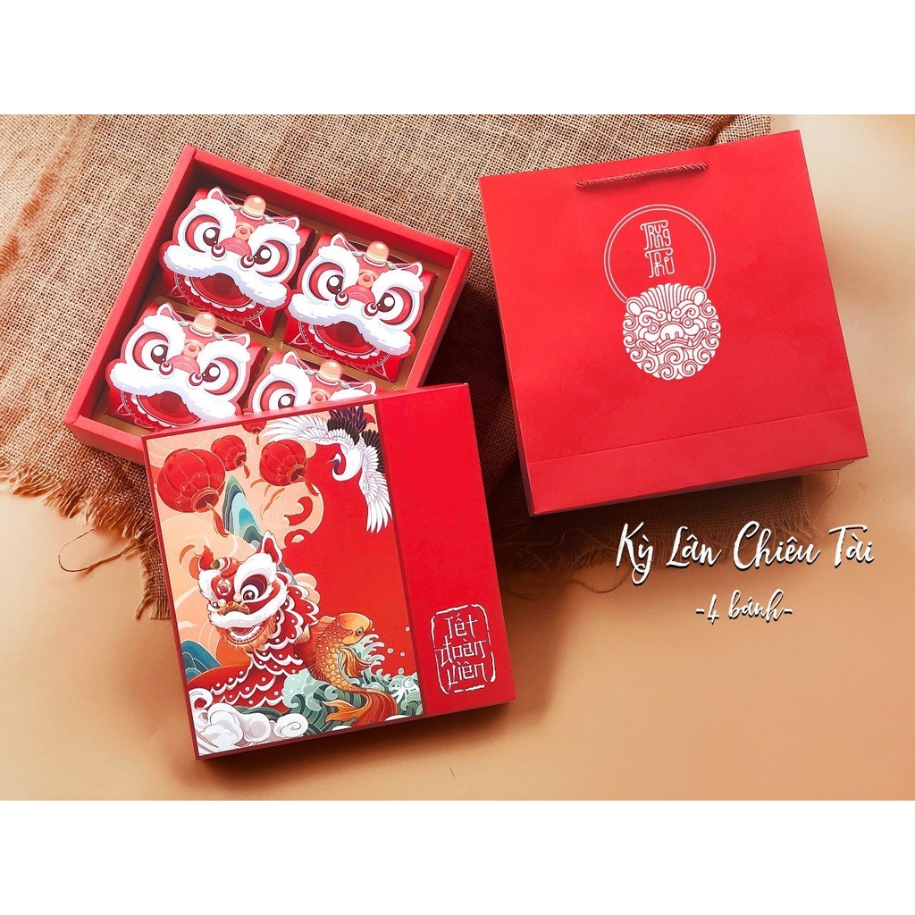 Hộp trung thu Kỳ Lân 4 bánh (5 chiếc)